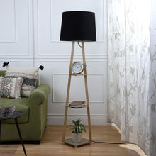 Magnum Lamp with 3 Tier Shelf Space in Natural Wood Finish