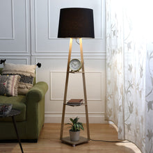 Magnum Lamp with 3 Tier Shelf Space in Natural Wood Finish