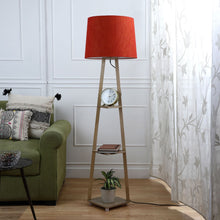 Magnum Lamp with 3 Tier Shelf Space in Natural Wood Finish