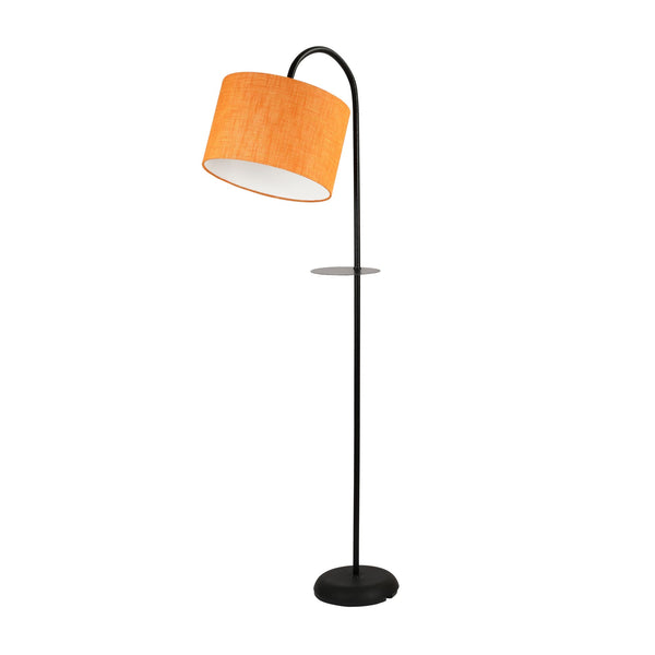 Arc Floor Lamp with One Shelf in Black Color Base