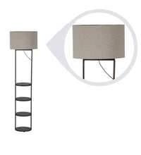 Beige cotton walnut shade floor lamp with 4 Shelves