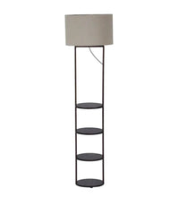 Beige cotton walnut shade floor lamp with 4 Shelves