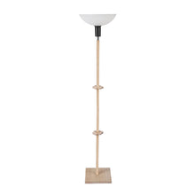 FRAPPE UPLIGHT FLOOR LAMP IN SOLID WOOD  WITH WHITE WASHABLE ACRYLIC SHADE IN NAUTRAL WOOD COLOR BASE