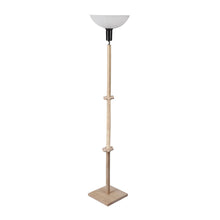 FRAPPE UPLIGHT FLOOR LAMP IN SOLID WOOD  WITH WHITE WASHABLE ACRYLIC SHADE IN NAUTRAL WOOD COLOR BASE