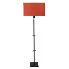 ORLANDO FLOOR LAMP WITH RED SHADE IN OVAL SHAPE AND WALNUT POLISH BASE IN SOLID WOOD