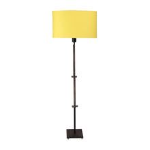 ORLANDO FLOOR LAMP WITH YELLOW SHADE IN OVAL SHAPE AND WALNUT POLISH BASE IN SOLID WOOD