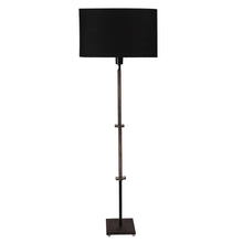 ORLANDO FLOOR LAMP WITH BLACK SHADE IN OVAL SHAPE AND WALNUT POLISH BASE IN SOLID WOOD