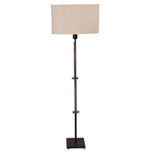 ORLANDO FLOOR LAMP WITH ORANGE SHADE IN OVAL SHAPE AND WALNUT POLISH BASE IN SOLID WOOD