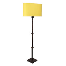 ORLANDO FLOOR LAMP WITH YELLOW SHADE IN OVAL SHAPE AND WALNUT POLISH BASE IN SOLID WOOD