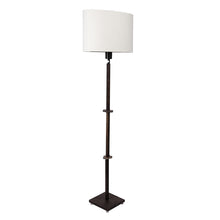 ORLANDO FLOOR LAMP WITH OFFWHITE SHADE IN OVAL SHAPE AND WALNUT POLISH BASE IN SOLID WOOD