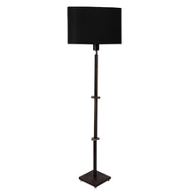 ORLANDO FLOOR LAMP WITH BLACK SHADE IN OVAL SHAPE AND WALNUT POLISH BASE IN SOLID WOOD