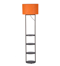 Orange cotton walnut shade floor lamp with 4 Shelves