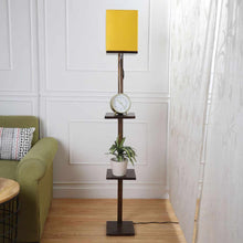 ANDREW 3 SHELF FLOOR LAMP IN WALNUT FINISH WITH YELLOW SHADE FOR HOME DECOR GIFT (PACK OF 1)