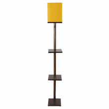 ANDREW 3 SHELF FLOOR LAMP IN WALNUT FINISH WITH YELLOW SHADE FOR HOME DECOR GIFT (PACK OF 1)