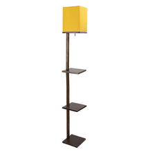 ANDREW 3 SHELF FLOOR LAMP IN WALNUT FINISH WITH YELLOW SHADE FOR HOME DECOR GIFT (PACK OF 1)