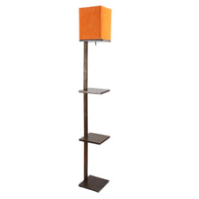 ANDREW 3 SHELF FLOOR LAMP IN WALNUT FINISH WITH ORANGE SHADE FOR HOME DECOR GIFT (PACK OF 1)