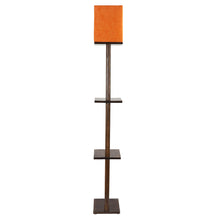 ANDREW 3 SHELF FLOOR LAMP IN WALNUT FINISH WITH ORANGE SHADE FOR HOME DECOR GIFT (PACK OF 1)