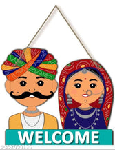 Sanded Edge 'Rajasthani Padharo Sa' Hanging For Home Décor,Living Room,Bedroom,Wall Hanging,Handcrafted Item,Wooden Wall Art,Gift,Decoration - 33 Cm