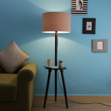 Solid Wood Side Lamp With Resting Space Floor Lamp With Storage