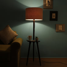 Solid Wood Side Lamp With Resting Space Floor Lamp With Storage