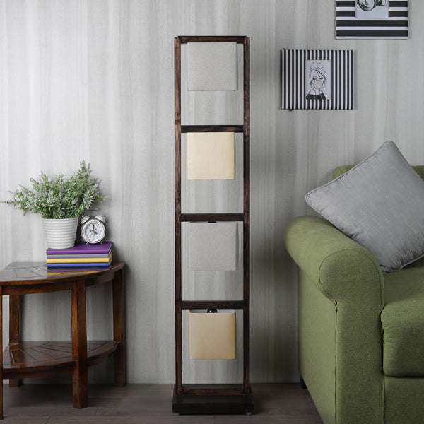 MODERN 4 LIGHT LAMP IN SOLID WOOD WALNUT FINISH