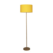 GOLD COLOR METAL FLOOR LAMP WITH YELLOW RPUND SHADE