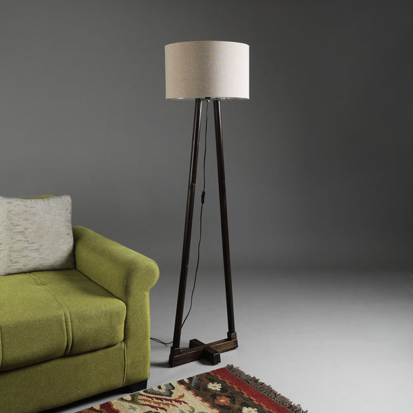 SANDED EDGE TRANQUIL DOUBLE LEG LAMP IN SOLID WOOD WITH WALNUT FINISH