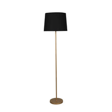 GOLD COLOR METAL FLOOR LAMP WITH BLACK TAPER SHADE