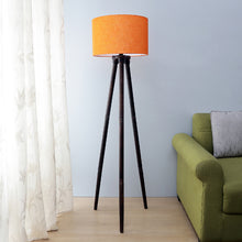 ORANGE FABRIC SOLID WOOD FLOOR LAMP WITH SHADE