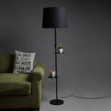 3 IN 1 METAL LAMP WITH DOUBLE SHELF BLACK