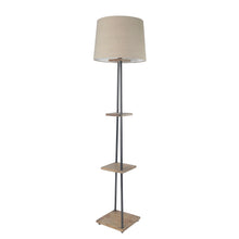 MIDWEST 3 TIER DECORATIVE FLOOR LAMP WITH SOLID WOOD SHELF AND BEIGE SHADE