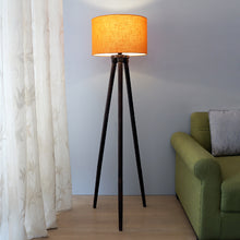 ORANGE FABRIC SOLID WOOD FLOOR LAMP WITH SHADE