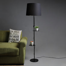 3 IN 1 METAL LAMP WITH DOUBLE SHELF BLACK