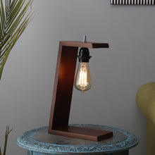 Thin militaristic ceiling shade table lamp