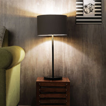 METAL TABLE LAMP WITH GOLD FOIL INSIDE IN SHINY BLACK FINISH