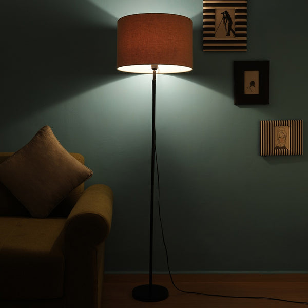 METAL FLOOR LAMP IN DRUM ROUND SHADE