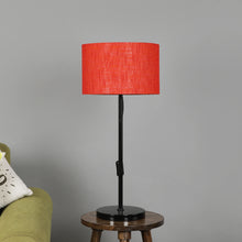 BLACK COLOR METAL TABLE LAMP WITH RED SHADE