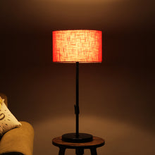 BLACK COLOR METAL TABLE LAMP WITH RED SHADE