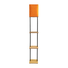 BUDDY LAMP WITH 3 TIER STORAGE IN NAUTRAL FINISH WOOD & METAL LEGS