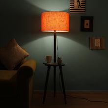 Solid Wood Orange Side Lamp With Resting Space Floor Lamp With Storage