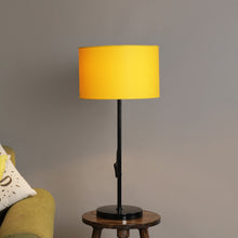 BLACK COLOR METAL TABLE LAMP WITH YELLOW SHADE