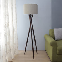 BEIGE FABRIC SOLID WOOD FLOOR LAMP WITH SHADE