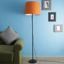 METAL FLOOR LAMP IN ORANGE TAPER SHADE