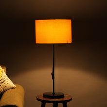 BLACK COLOR METAL TABLE LAMP WITH YELLOW SHADE