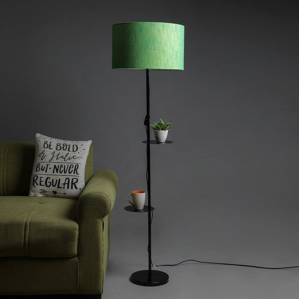 3 IN 1 METAL LAMP WITH DOUBLE SHELF GREEN