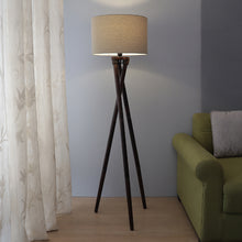 BEIGE FABRIC SOLID WOOD FLOOR LAMP WITH SHADE