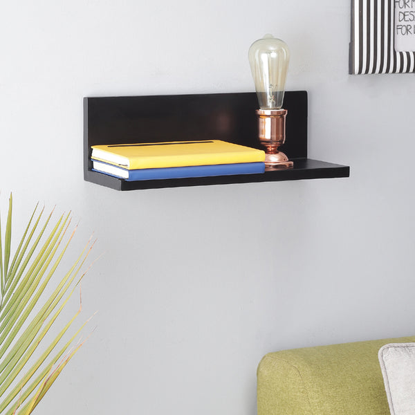 White Color Shade & Walnut Finish Wood Lobby Shelf With Light