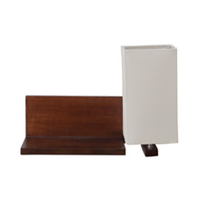 Beige Shade & Walnut Finish Wood Lobby Shelf With Light