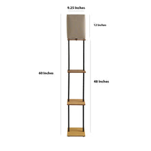 BUDDY LAMP WITH 3 TIER STORAGE IN NAUTRAL FINISH WOOD & METAL LEGS