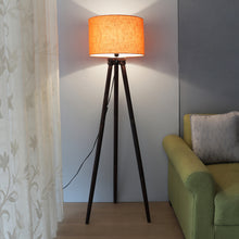 ORANGE FABRIC SOLID WOOD FLOOR LAMP WITH SHADE